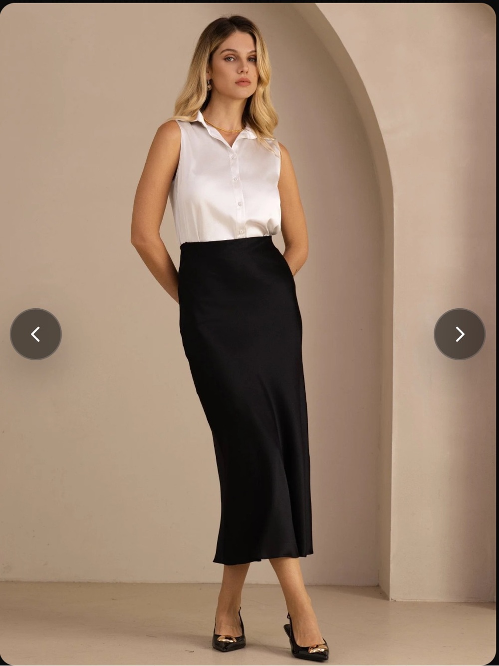 Elegant Black Midi Slip Skirt